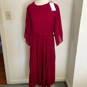 NWT Grace Karlin pleated burgundy dress size large
